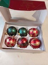 Vintage Glass Baubles x 6 Christmas Tree Decorations 6cm Boxed