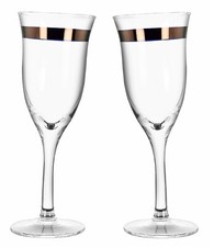 Clearance Wonky Copper Gold Detail Wine Glasses  - 450ml H26cm Set of 2