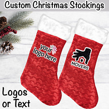 Custom Christmas Stocking Personalised Logo Luxury Glitter Print Xmas Gift uk