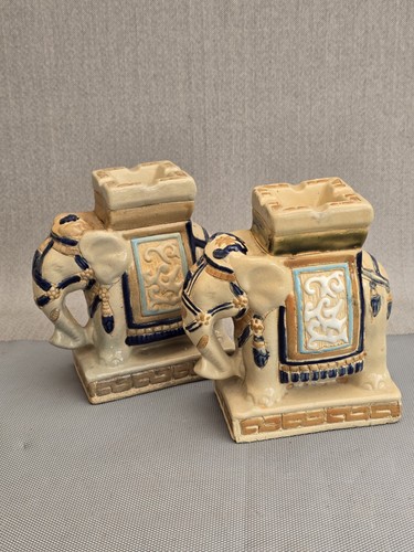 Vintage pair ceramic elephant - vintage,