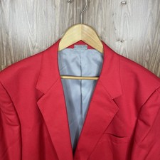 Cambridge House Fine Clothes Blazer Jacket Mens 44R Red Solid Wool Gold Buttons