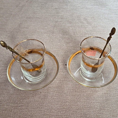 Clear glass gold rim tea - clear,