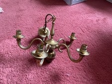 vintage brass 5 arm hanging ceiling light/ chandelier 