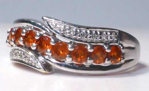 Fire opal diamond ring 9ct - fire,