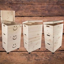Choice of Large Toy Wooden Storage Boxes / With Lid + 2x Open Top / Unpainted