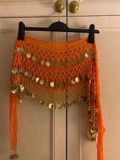 Ladies, Orange Belly Dancing Hip Skirt