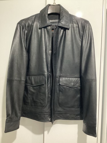 Mens black leather jacket - black,