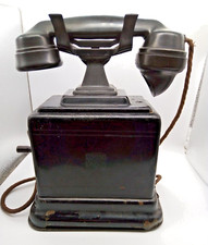 1930s Hand Crank Bakelite Desk Railway Telephone Siemens London Metal base 12 "