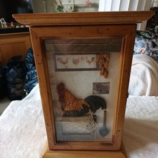Storage BOX Shabby Chic Wooden CD other cabinet one shelf 3D cockerel design VGC