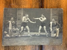 Postcard boxing match weight lifting wrestler muscle body builder