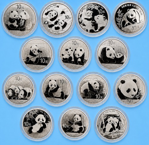 14x china panda silver proof - panda,