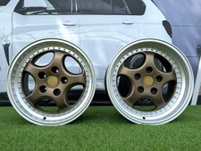 4 X 18" 5X130 OLD SCHOOL SILVER DEEP DISH TURBO WHEELS FOR 911 944 BOXSTER B