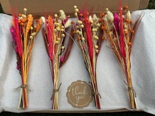 DRIED FLOWERS 4 POSY BOUQUETS AUTUMN COLOURS WEDDING GIFT 8”