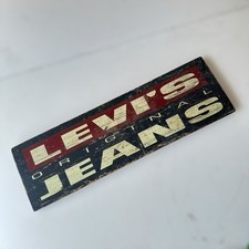 RARE LEVIS ORIGINAL JEANS Wooden Advertising Board Sign - Vtg Y2K 6x18’