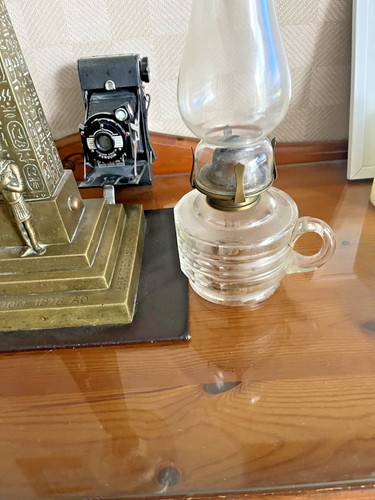 Pair clear glass and brass - pair,