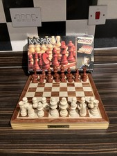 Kasparov Wood Chess Set Complete Real Wood Pieces Folding Board VGC