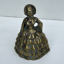 Vintage Solid Brass Bell Woman in Dress Victorian Lady Figurine