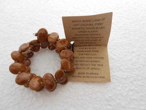 Kazuri bead bracelet - bracelet, ~brown