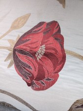 MARKS AND SPENCER EYELET GOLD RED FLORAL CURTAINS VGC  LINED 128cm X  181 Cm