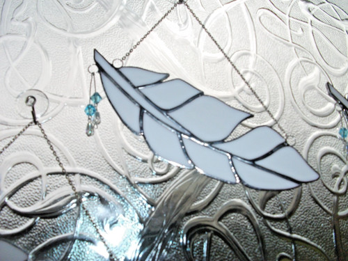 Stained glass white angel - glass,