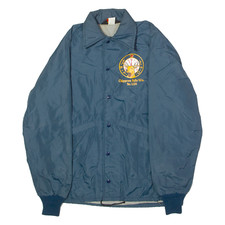 Vintage PLA-JAC Chippewa Falls WI Elks Lodge Mens Coach Jacket Blue 80s USA M