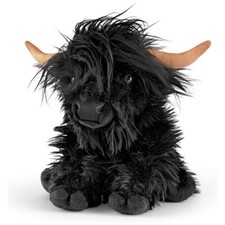 Living Nature Black Highland Cow Large Soft Plush Toy with Moo Sounds New AN648