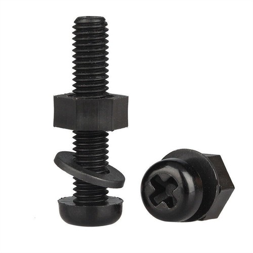 Flat washers black nylon - black,