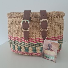 The Basket Room ALIKA: Child's Pink & Turquoise Oblong Bike Basket Handmade