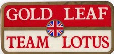 GOLD LEAF TEAM LOTUS F1 TEAM ORIGINAL PERIOD WINDOW STICKER JOCHEN RINDT 1960s