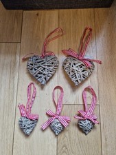 Set Of 5 Wicker Hanging Heart