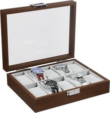 Wooden Watch Box 10 Slot - Watch organiser with Glass Display - By TRIXES