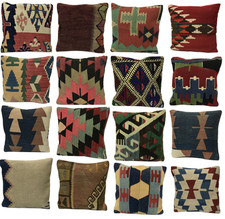 2025 New Stock Luxury Wool Turkish Moroccan Colourful Pure Kilim Cushion Cover