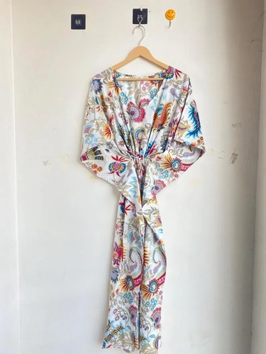 Indian cotton kaftan white - cotton,