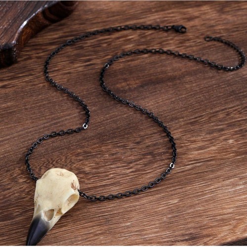 Raven bird skull pendant - raven,