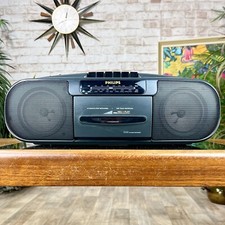 Cleaned PHILIPS AQ5050 PORTABLE RADIO CASSETTE Retro Boombox Tape Deck MW/LW/FM