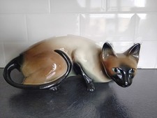 vtg 1960'/ 70's Trentham Art Ware Large Ceramic Siamese Cat Ornament