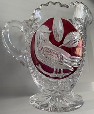 Hofbauer Byrdes Vintage Ruby Red Lead Crystal Creamer Or Milk Jug