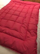 VINTAGE PRELOVED EARLY 20TH C FEATHER EIDERDOWN DUVET RED/PINK 43"X 62" RUFFLED