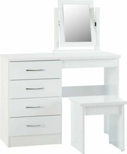 Seconique Nevada Dressing Table Set - White Gloss, One Size