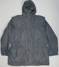 Barbour Durham Wax Jacket Mens C36 Small Blue Lined Classic Hooded Lightweight