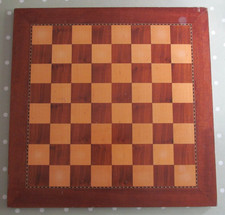 LARGE VINTAGE WOODEN LAMINATE CHESS BOARD 495mm x 495mm WITH 50mm SQUARES