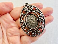 Large Vintage Swivel Bezel Necklace Pendant Blank Jewellery Finding Silver Tone
