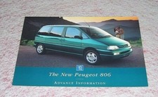 THE NEW PEUGEOT 806 ADVANCE INFORMATION SALES BROCHURE Sept 1994 M/CP 0279
