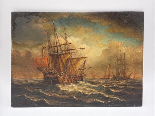 Vintage marine oil painting - marine,