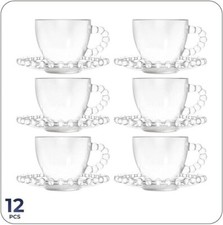 12 Pcs Clear Glass Tea Cup &