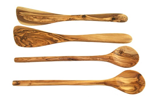 Olive wood kitchen utensil set - olive,
