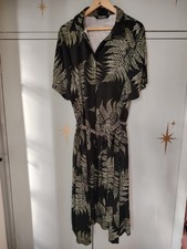 Disturbia Witchy Fern Shirt Maxi Tie Dress Black Green Size 16