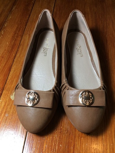 Ladies tan low wedge work - ladies,