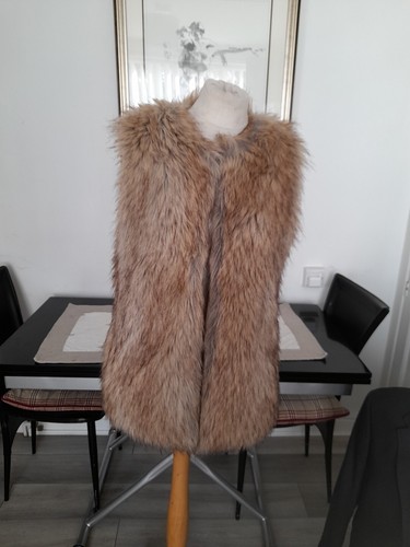 Zara fur gilet brown creams - gilet,