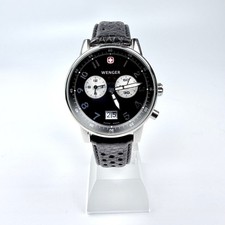 Wenger DUAL TIME Big Date Black Dial Quartz Watch 7471X/T